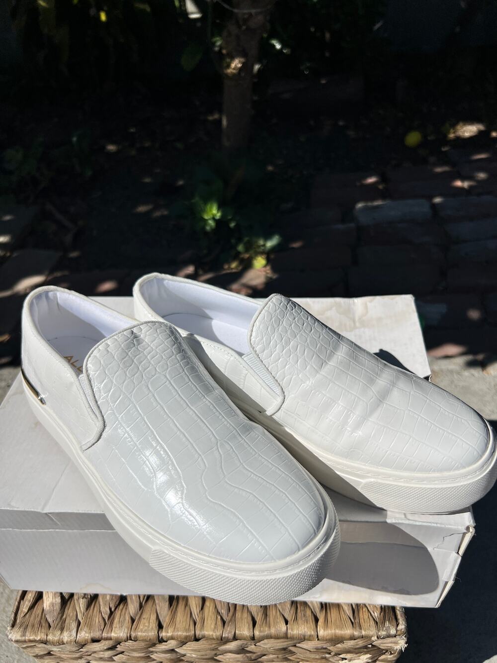 Aldo Women's White Sneaker Slip On Pouncers 7